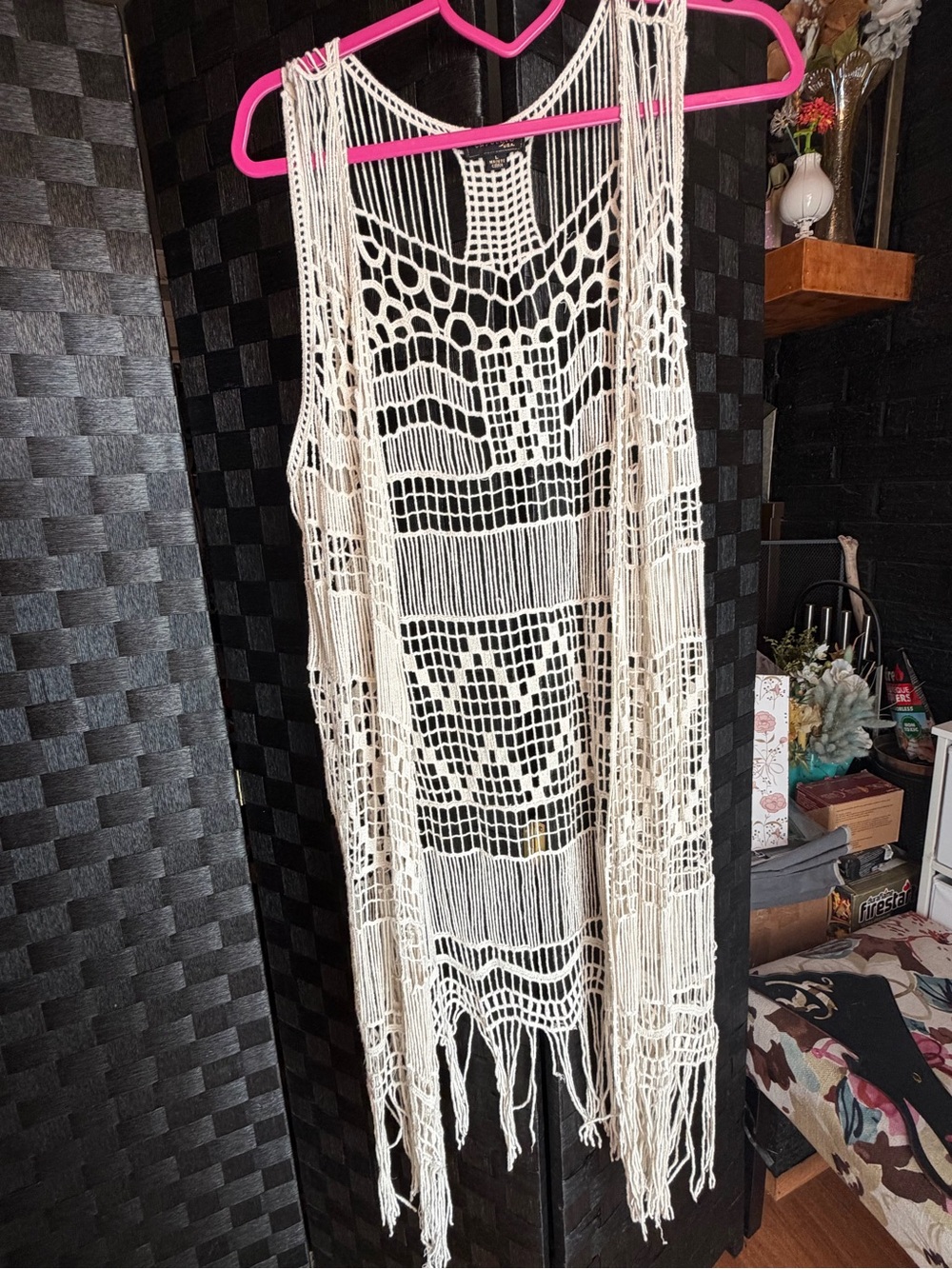 Crochet Macramé - Cream Boho vest